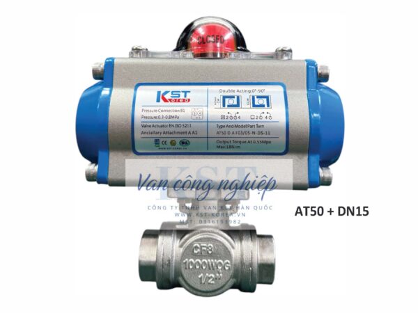 Van Bi 3 Ngã Nối Ren Điều Khiển Khí Nén KST-AT - Image 2